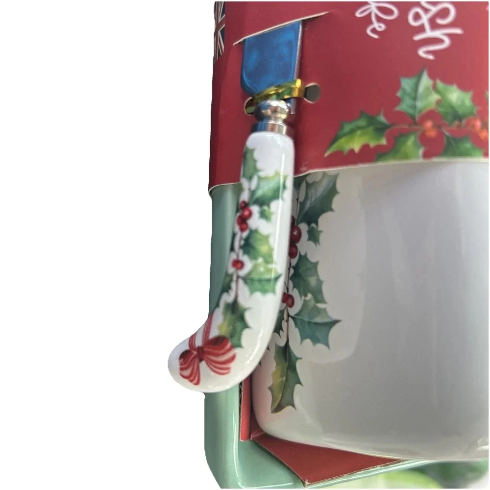 Christmas Holly Butter Dish With Knife Harvest Green Studio Designed In England